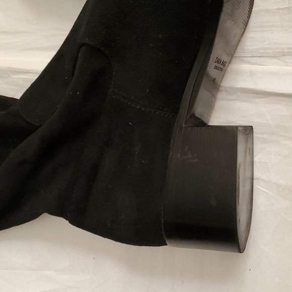 Zara woman's black knee high suade boots size 10 - Picture 6 of 15